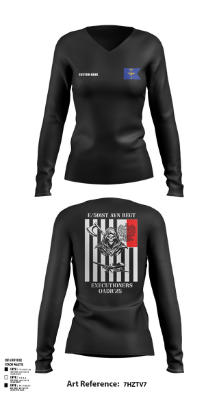 E 501st 1AD, CAB AVMX 23374839 Women's Long Sleeve V-neck Shirt - 3