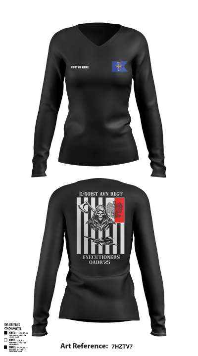 E 501st 1AD, CAB AVMX 23374839 Women's Long Sleeve V-neck Shirt - 3