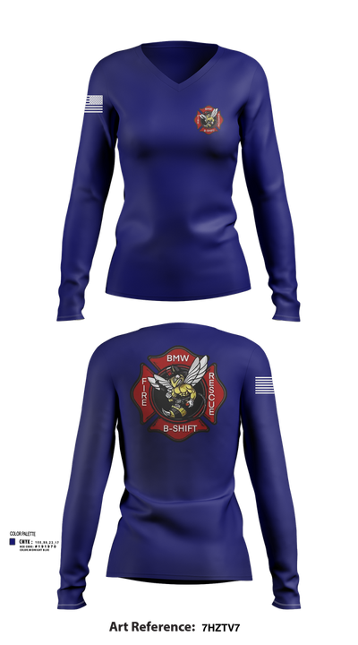 B-Shift 61265399 Women's Long Sleeve V-neck Shirt - 101