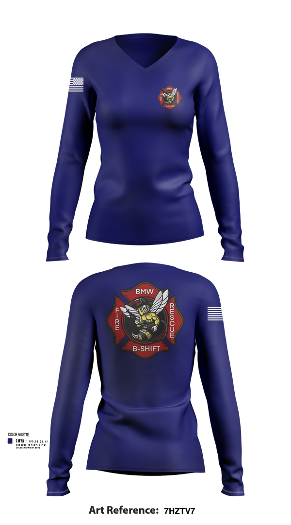 Womens Long Sleeve Vneck Shirt, B-Shift, Fire Department, Teamtime, Team time, sublimation, custom sports apparel, team uniforms, spirit wear, spiritwear, sports uniforms, custom shirts, team store, custom team store, fundraiser sports, apparel fundraiser