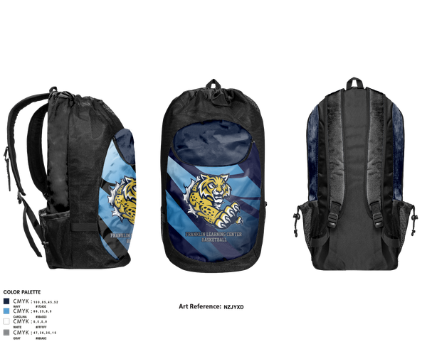 Gear Bag, Franklin Learning Center Basketball, Women's Basketball, Teamtime, Team time, sublimation, custom sports apparel, team uniforms, spirit wear, spiritwear, sports uniforms, custom shirts, team store, custom team store, fundraiser sports, apparel fundraiser