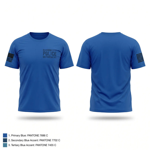 Old School Cotton Feel Shirt, Rainbow City Police Department, Police, Teamtime, Team time, sublimation, custom sports apparel, team uniforms, spirit wear, spiritwear, sports uniforms, custom shirts, team store, custom team store, fundraiser sports, apparel fundraiser