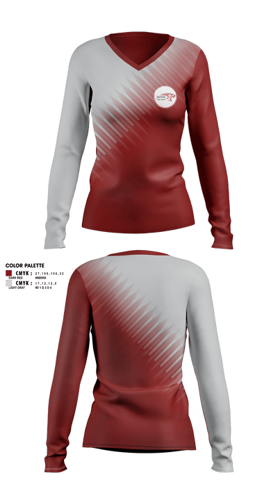 PSLHS Color Guard 48069666 Women's Long Sleeve V-neck Shirt - 2
