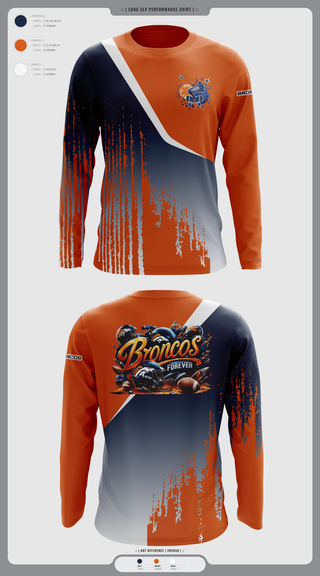 Long Sleeve Performance Shirt, Lady Broncos, Cheer, Teamtime, Team time, sublimation, custom sports apparel, team uniforms, spirit wear, spiritwear, sports uniforms, custom shirts, team store, custom team store, fundraiser sports, apparel fundraiser