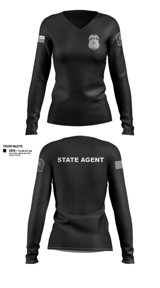Womens Long Sleeve Vneck Shirt, 8TH DA DTF MCU, Police, Teamtime, Team time, sublimation, custom sports apparel, team uniforms, spirit wear, spiritwear, sports uniforms, custom shirts, team store, custom team store, fundraiser sports, apparel fundraiser