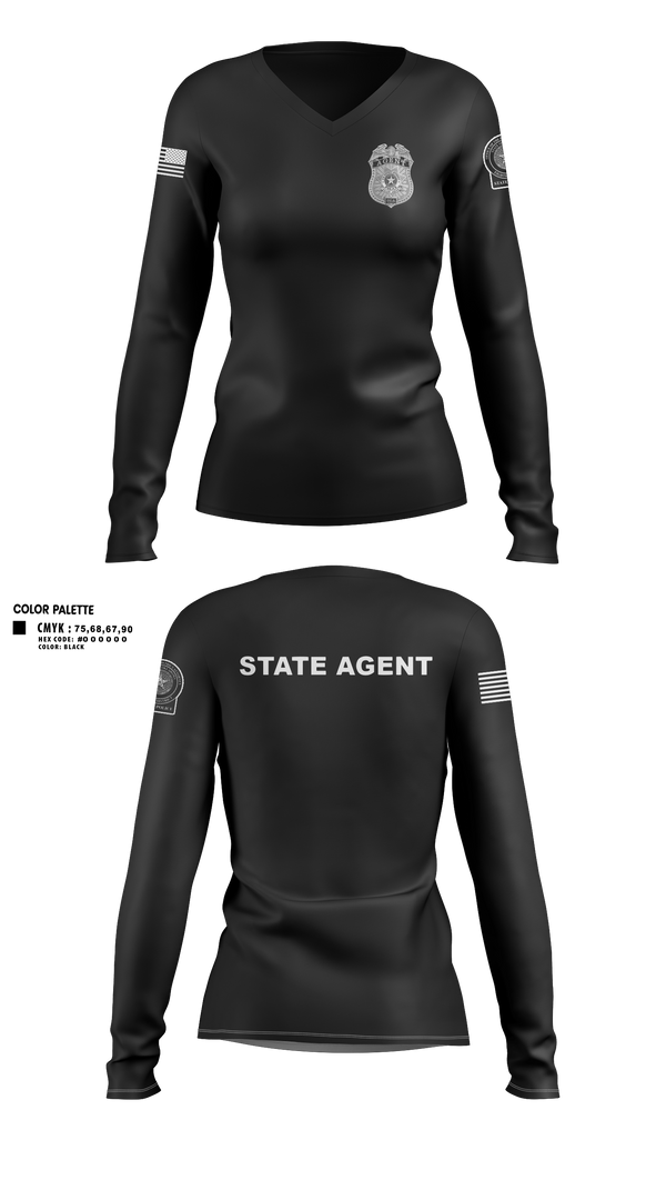 Womens Long Sleeve Vneck Shirt, 8TH DA DTF MCU, Police, Teamtime, Team time, sublimation, custom sports apparel, team uniforms, spirit wear, spiritwear, sports uniforms, custom shirts, team store, custom team store, fundraiser sports, apparel fundraiser
