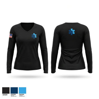 Womens Long Sleeve Vneck Shirt, MMT, EMS/EMT, Teamtime, Team time, sublimation, custom sports apparel, team uniforms, spirit wear, spiritwear, sports uniforms, custom shirts, team store, custom team store, fundraiser sports, apparel fundraiser