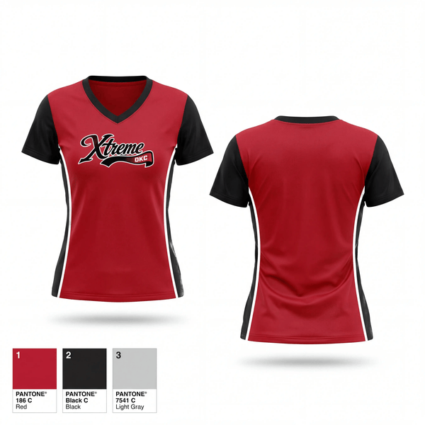 Womens Short Sleeve Vneck Shirt, Okc xtreme, Baseball, Teamtime, Team time, sublimation, custom sports apparel, team uniforms, spirit wear, spiritwear, sports uniforms, custom shirts, team store, custom team store, fundraiser sports, apparel fundraiser