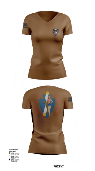 Womens Short Sleeve Vneck Shirt, B Co. 1/114th S&S, , Teamtime, Team time, sublimation, custom sports apparel, team uniforms, spirit wear, spiritwear, sports uniforms, custom shirts, team store, custom team store, fundraiser sports, apparel fundraiser