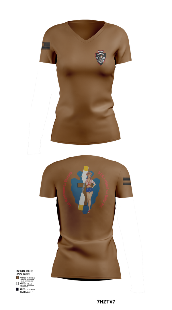Womens Short Sleeve Vneck Shirt, B Co. 1/114th S&S, , Teamtime, Team time, sublimation, custom sports apparel, team uniforms, spirit wear, spiritwear, sports uniforms, custom shirts, team store, custom team store, fundraiser sports, apparel fundraiser