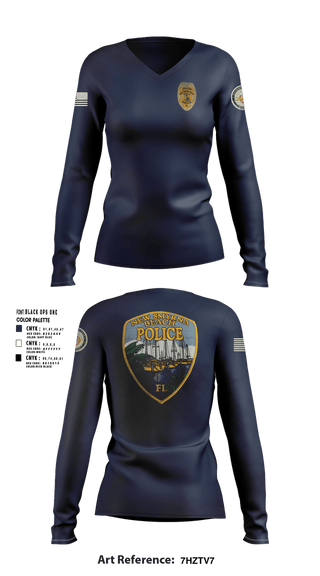 Womens Long Sleeve Vneck Shirt, New Smyrna Beach PD, Police, Teamtime, Team time, sublimation, custom sports apparel, team uniforms, spirit wear, spiritwear, sports uniforms, custom shirts, team store, custom team store, fundraiser sports, apparel fundraiser