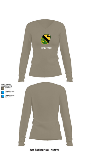 Womens Long Sleeve Vneck Shirt, 1st Cav 3CR, , Teamtime, Team time, sublimation, custom sports apparel, team uniforms, spirit wear, spiritwear, sports uniforms, custom shirts, team store, custom team store, fundraiser sports, apparel fundraiser