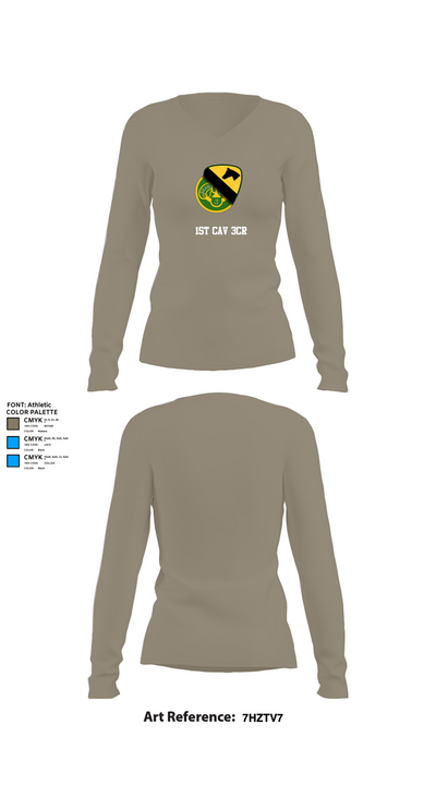 1st Cav 3CR 22311703 Women's Long Sleeve V-neck Shirt - 62
