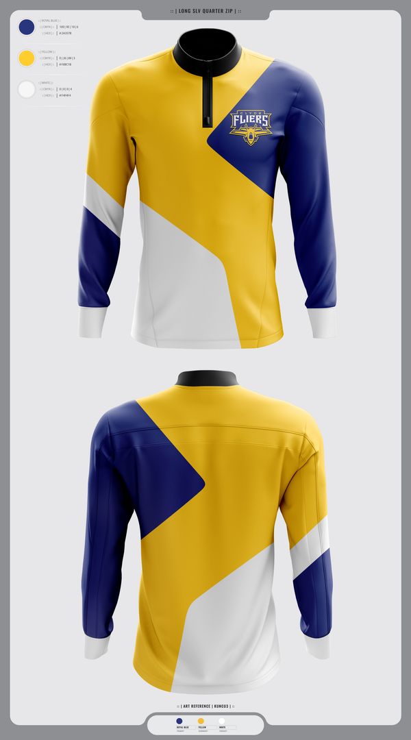 Quarter Zip Jacket, Clyde Fliers, Golf, Teamtime, Team time, sublimation, custom sports apparel, team uniforms, spirit wear, spiritwear, sports uniforms, custom shirts, team store, custom team store, fundraiser sports, apparel fundraiser