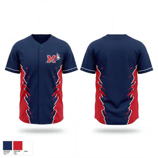 Full Button Baseball Jersey, Manalapan Braves 9U Blue, Baseball, Teamtime, Team time, sublimation, custom sports apparel, team uniforms, spirit wear, spiritwear, sports uniforms, custom shirts, team store, custom team store, fundraiser sports, apparel fundraiser