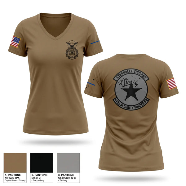 Womens Short Sleeve Vneck Shirt, 673d Security Forces Squadron, Air Force, Teamtime, Team time, sublimation, custom sports apparel, team uniforms, spirit wear, spiritwear, sports uniforms, custom shirts, team store, custom team store, fundraiser sports, apparel fundraiser