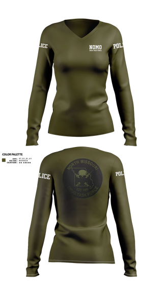Womens Long Sleeve Vneck Shirt, North Missouri Drug Task Force, Police, Teamtime, Team time, sublimation, custom sports apparel, team uniforms, spirit wear, spiritwear, sports uniforms, custom shirts, team store, custom team store, fundraiser sports, apparel fundraiser