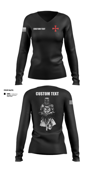 Womens Long Sleeve Vneck Shirt, Templars, Army, Teamtime, Team time, sublimation, custom sports apparel, team uniforms, spirit wear, spiritwear, sports uniforms, custom shirts, team store, custom team store, fundraiser sports, apparel fundraiser