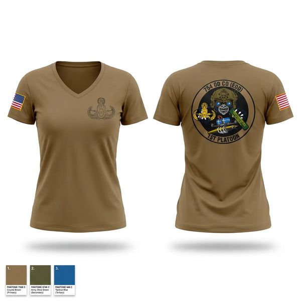 Womens Short Sleeve Vneck Shirt, 1PLT 754th OD CO (EOD), Army, Teamtime, Team time, sublimation, custom sports apparel, team uniforms, spirit wear, spiritwear, sports uniforms, custom shirts, team store, custom team store, fundraiser sports, apparel fundraiser