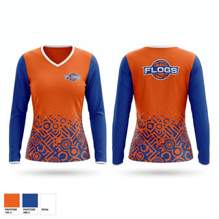 Womens Long Sleeve Vneck Shirt, The Mitten State Trash Pandas, Baseball, Teamtime, Team time, sublimation, custom sports apparel, team uniforms, spirit wear, spiritwear, sports uniforms, custom shirts, team store, custom team store, fundraiser sports, apparel fundraiser