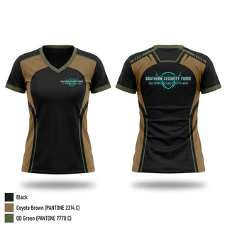 Womens Short Sleeve Vneck Shirt, Southern Security Force, , Teamtime, Team time, sublimation, custom sports apparel, team uniforms, spirit wear, spiritwear, sports uniforms, custom shirts, team store, custom team store, fundraiser sports, apparel fundraiser
