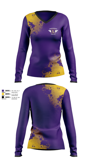 Womens Long Sleeve Vneck Shirt, Lexington Minutemen, Track & Field, Teamtime, Team time, sublimation, custom sports apparel, team uniforms, spirit wear, spiritwear, sports uniforms, custom shirts, team store, custom team store, fundraiser sports, apparel fundraiser