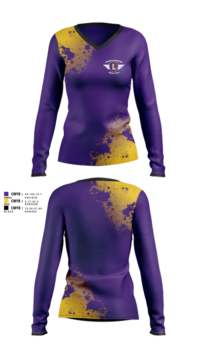 Lexington Minutemen 16746674 Women's Long Sleeve V-neck Shirt - 1