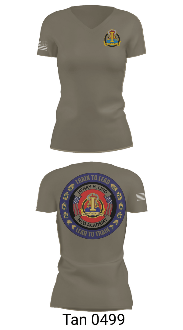 Womens Short Sleeve Vneck Shirt, Henry H. Lind NCO Academy, Army, Teamtime, Team time, sublimation, custom sports apparel, team uniforms, spirit wear, spiritwear, sports uniforms, custom shirts, team store, custom team store, fundraiser sports, apparel fundraiser