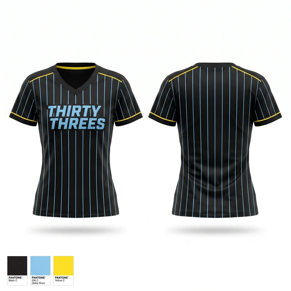 Womens Short Sleeve Vneck Shirt, Thirty Threes, Softball, Teamtime, Team time, sublimation, custom sports apparel, team uniforms, spirit wear, spiritwear, sports uniforms, custom shirts, team store, custom team store, fundraiser sports, apparel fundraiser
