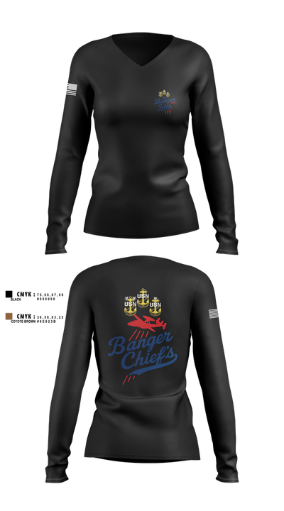 VAW-117 15130068 Women's Long Sleeve V-neck Shirt - 3
