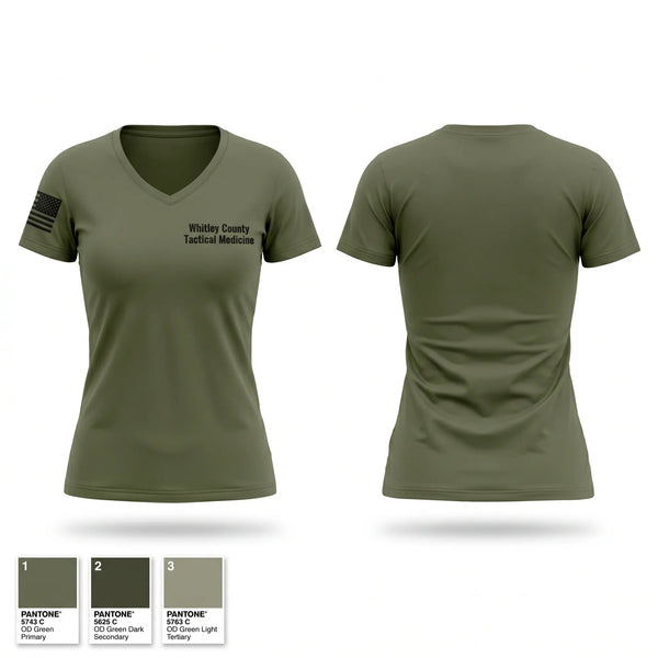 Womens Short Sleeve Vneck Shirt, Whitley County Tactical Medicine, EMS/EMT, Teamtime, Team time, sublimation, custom sports apparel, team uniforms, spirit wear, spiritwear, sports uniforms, custom shirts, team store, custom team store, fundraiser sports, apparel fundraiser