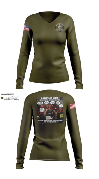 Womens Long Sleeve Vneck Shirt, Madera County Sheriff's Department, Police, Teamtime, Team time, sublimation, custom sports apparel, team uniforms, spirit wear, spiritwear, sports uniforms, custom shirts, team store, custom team store, fundraiser sports, apparel fundraiser