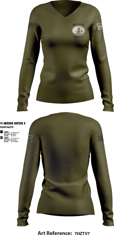 2nd Plt, Doghouse Company, 1/3 TOG 80089099 Women's Long Sleeve V-neck Shirt - 5
