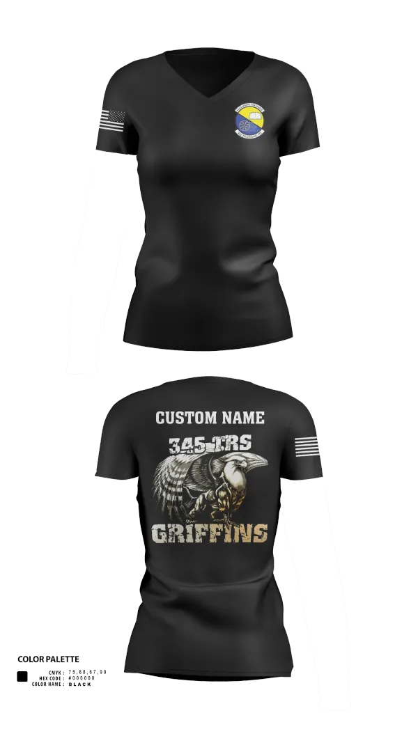 Womens Short Sleeve Vneck Shirt, 345th TRS, , Teamtime, Team time, sublimation, custom sports apparel, team uniforms, spirit wear, spiritwear, sports uniforms, custom shirts, team store, custom team store, fundraiser sports, apparel fundraiser