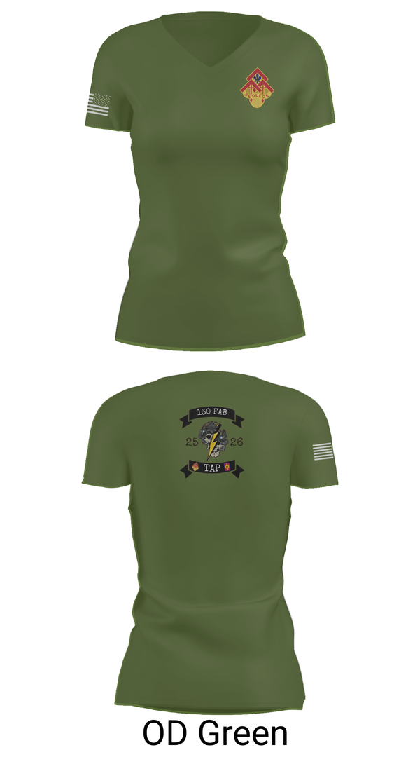 Womens Short Sleeve Vneck Shirt, 130th FAB Target Acquisition Platoon, , Teamtime, Team time, sublimation, custom sports apparel, team uniforms, spirit wear, spiritwear, sports uniforms, custom shirts, team store, custom team store, fundraiser sports, apparel fundraiser
