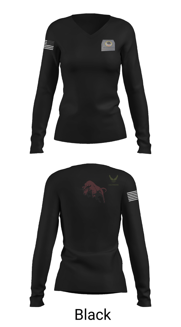 Womens Long Sleeve Vneck Shirt, 189th Civil Engineering, Air Force, Teamtime, Team time, sublimation, custom sports apparel, team uniforms, spirit wear, spiritwear, sports uniforms, custom shirts, team store, custom team store, fundraiser sports, apparel fundraiser