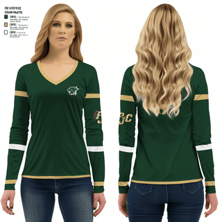 PLAINFIELD JUNIOR CATS FOOTBALL/CHEER  Women's Long Sleeve V-neck Shirt -2