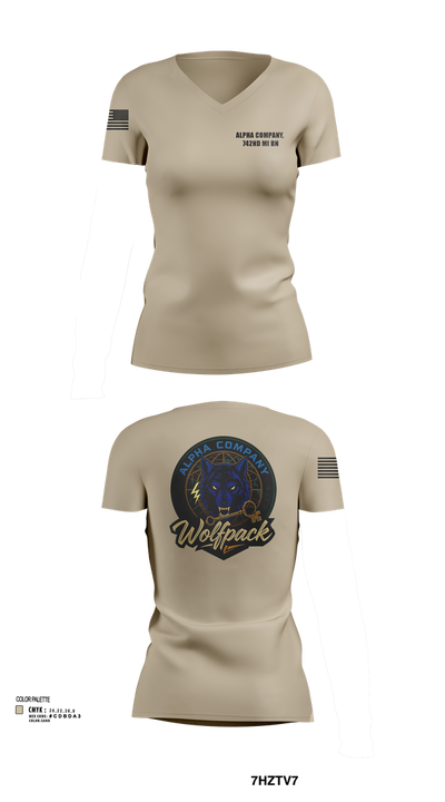 Alpha Company, 742nd MI BN 30113314 Women's Short Sleeve V-neck Shirt - 103