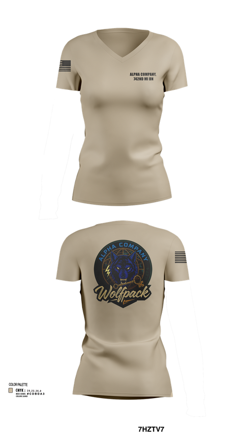 Womens Short Sleeve Vneck Shirt, Alpha Company, 742nd MI BN, , Teamtime, Team time, sublimation, custom sports apparel, team uniforms, spirit wear, spiritwear, sports uniforms, custom shirts, team store, custom team store, fundraiser sports, apparel fundraiser
