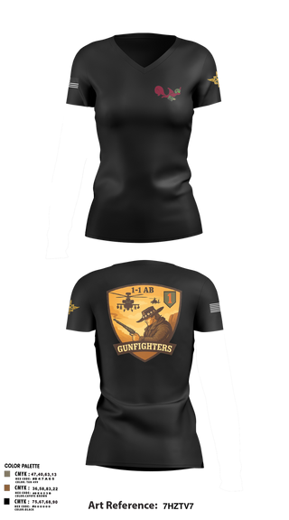 Womens Short Sleeve Vneck Shirt, 1-1 Attack Battalion, HHC, S2, Army, Teamtime, Team time, sublimation, custom sports apparel, team uniforms, spirit wear, spiritwear, sports uniforms, custom shirts, team store, custom team store, fundraiser sports, apparel fundraiser