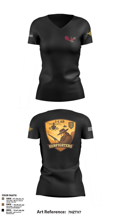 1-1 Attack Battalion, HHC, S2 65636649 Women's Short Sleeve V-neck Shirt - 102