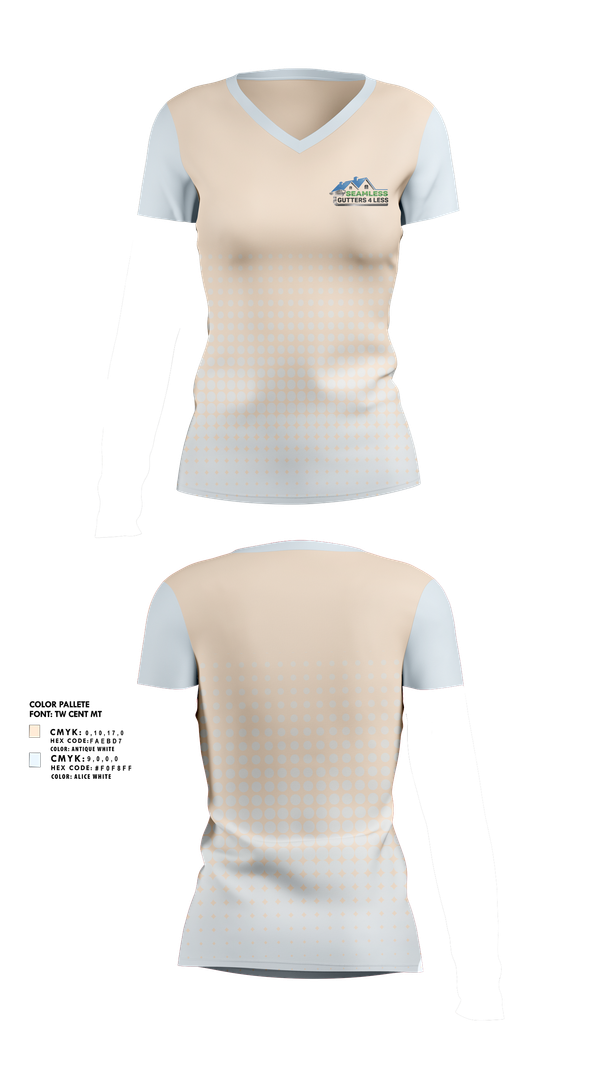 Womens Short Sleeve Vneck Shirt, Seamless Gutters 4 Less, Baseball, Teamtime, Team time, sublimation, custom sports apparel, team uniforms, spirit wear, spiritwear, sports uniforms, custom shirts, team store, custom team store, fundraiser sports, apparel fundraiser