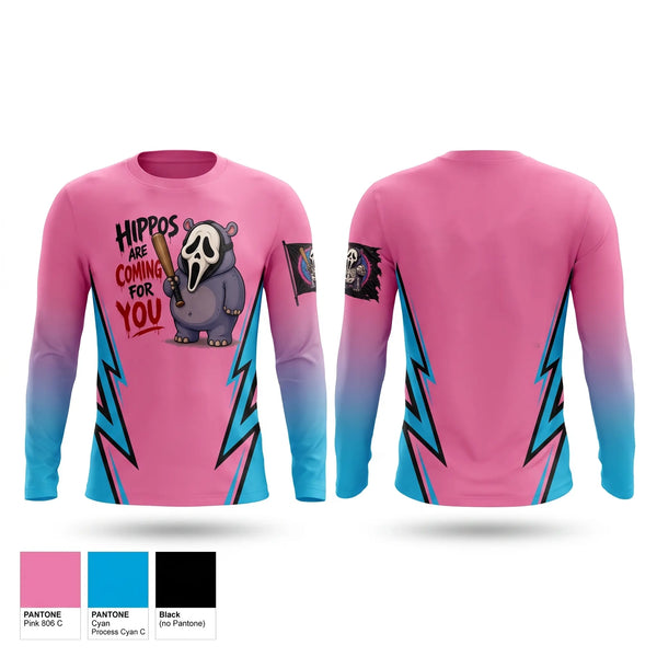 Long Sleeve Performance Shirt, Halloween hippos, Baseball, Teamtime, Team time, sublimation, custom sports apparel, team uniforms, spirit wear, spiritwear, sports uniforms, custom shirts, team store, custom team store, fundraiser sports, apparel fundraiser