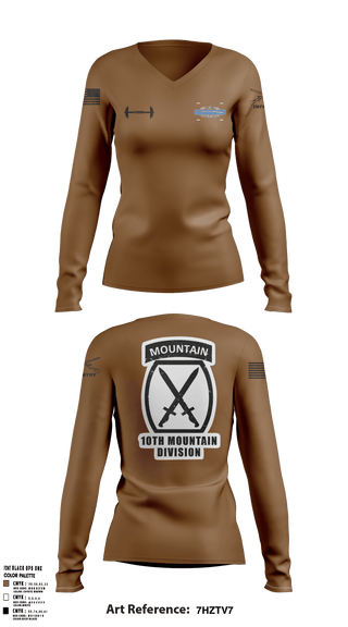 10TH MOUNTAIN DIVISION Women's Long Sleeve V-neck Shirt -1