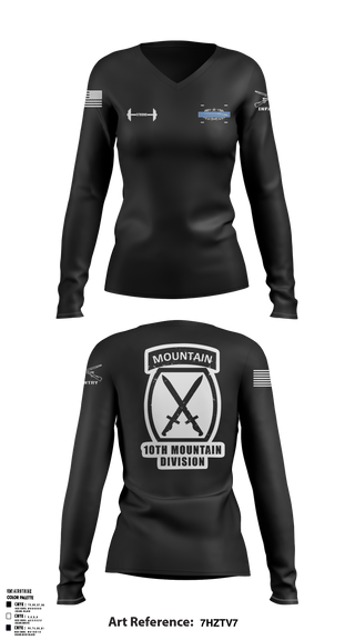 10TH MOUNTAIN DIVISION Women's Long Sleeve V-neck Shirt - 2