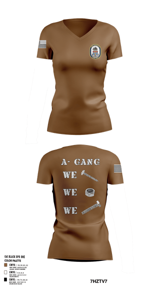 A-Gang 40840124 Women's Short Sleeve V-neck Shirt - 1