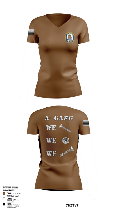 A-Gang 40840124 Women's Short Sleeve V-neck Shirt - 1