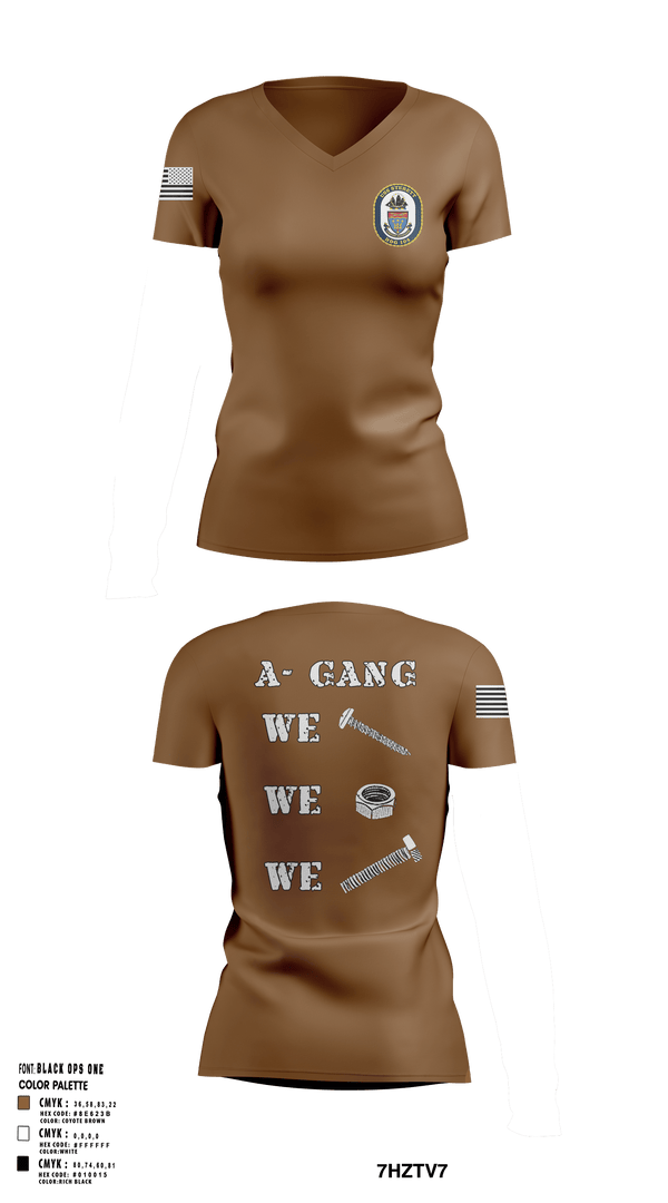 A-Gang 40840124 Women's Short Sleeve V-neck Shirt - 1
