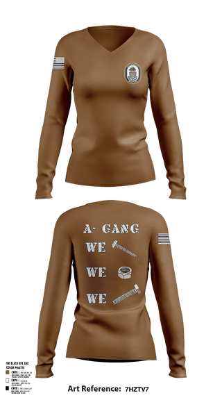 A-Gang 40840124 Women's Long Sleeve V-neck Shirt - 1
