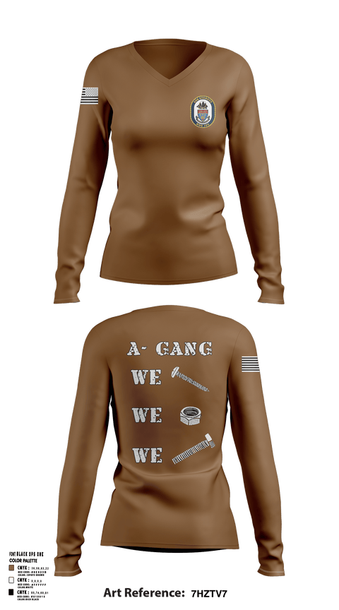 A-Gang 40840124 Women's Long Sleeve V-neck Shirt - 1